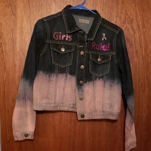 Hand Designed Girls Run The World Denim Jacket